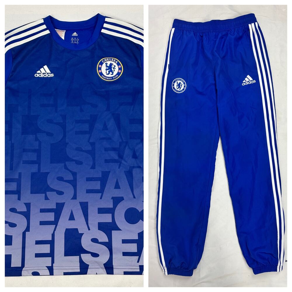 Chelsea FC Adidas 2015-16 Youth Training Kit Tracksuit Set Size 15-16 Y XL